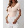 imageANRABESS Womens 2025 Spring Summer Short Sleeve Tops Ribbed Knit Henley Button Up Slim Fit Basic Casual T Shirts BlouseBeige