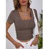 imageANRABESS Womens 2025 Spring Summer Short Sleeve Tops Ribbed Knit Henley Button Up Slim Fit Basic Casual T Shirts BlouseBrown