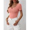 imageANRABESS Womens 2025 Spring Summer Short Sleeve Tops Ribbed Knit Henley Button Up Slim Fit Basic Casual T Shirts BlouseCoral