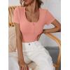 imageANRABESS Womens 2025 Spring Summer Short Sleeve Tops Ribbed Knit Henley Button Up Slim Fit Basic Casual T Shirts BlouseCoral