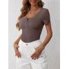 imageANRABESS Womens 2025 Spring Summer Short Sleeve Tops Ribbed Knit Henley Button Up Slim Fit Basic Casual T Shirts BlouseDeep Brown