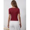 imageANRABESS Womens 2025 Spring Summer Short Sleeve Tops Ribbed Knit Henley Button Up Slim Fit Basic Casual T Shirts BlouseDeep Red