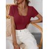 imageANRABESS Womens 2025 Spring Summer Short Sleeve Tops Ribbed Knit Henley Button Up Slim Fit Basic Casual T Shirts BlouseDeep Red