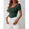 imageANRABESS Womens 2025 Spring Summer Short Sleeve Tops Ribbed Knit Henley Button Up Slim Fit Basic Casual T Shirts BlouseForest Green