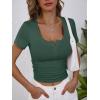 imageANRABESS Womens 2025 Spring Summer Short Sleeve Tops Ribbed Knit Henley Button Up Slim Fit Basic Casual T Shirts BlouseForest Green