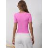 imageANRABESS Womens 2025 Spring Summer Short Sleeve Tops Ribbed Knit Henley Button Up Slim Fit Basic Casual T Shirts BlouseHot Pink