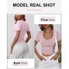 imageANRABESS Womens 2025 Spring Summer Short Sleeve Tops Ribbed Knit Henley Button Up Slim Fit Basic Casual T Shirts BlouseNutmeg