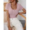 imageANRABESS Womens 2025 Spring Summer Short Sleeve Tops Ribbed Knit Henley Button Up Slim Fit Basic Casual T Shirts BlouseNutmeg
