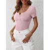 imageANRABESS Womens 2025 Spring Summer Short Sleeve Tops Ribbed Knit Henley Button Up Slim Fit Basic Casual T Shirts BlouseNutmeg