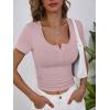 imageANRABESS Womens 2025 Spring Summer Short Sleeve Tops Ribbed Knit Henley Button Up Slim Fit Basic Casual T Shirts BlouseNutmeg