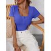 imageANRABESS Womens 2025 Spring Summer Short Sleeve Tops Ribbed Knit Henley Button Up Slim Fit Basic Casual T Shirts BlouseRoyal Blue