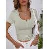 imageANRABESS Womens 2025 Spring Summer Short Sleeve Tops Ribbed Knit Henley Button Up Slim Fit Basic Casual T Shirts BlouseSage Green