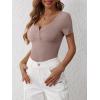 imageANRABESS Womens 2025 Spring Summer Short Sleeve Tops Ribbed Knit Henley Button Up Slim Fit Basic Casual T Shirts BlouseTaupe