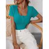 imageANRABESS Womens 2025 Spring Summer Short Sleeve Tops Ribbed Knit Henley Button Up Slim Fit Basic Casual T Shirts BlouseTeal