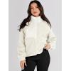 imageANRABESS Womens Fuzzy Fleece Jacket Fall Casual Long Sleeve Cropped Sherpa Button Down Shacket Coats Outwear With PocketsBeige