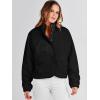 imageANRABESS Womens Fuzzy Fleece Jacket Fall Casual Long Sleeve Cropped Sherpa Button Down Shacket Coats Outwear With PocketsBlack