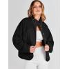 imageANRABESS Womens Fuzzy Fleece Jacket Fall Casual Long Sleeve Cropped Sherpa Button Down Shacket Coats Outwear With PocketsBlack