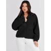 imageANRABESS Womens Fuzzy Fleece Jacket Fall Casual Long Sleeve Cropped Sherpa Button Down Shacket Coats Outwear With PocketsBlack