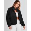 imageANRABESS Womens Fuzzy Fleece Jacket Fall Casual Long Sleeve Cropped Sherpa Button Down Shacket Coats Outwear With PocketsBlack