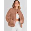 imageANRABESS Womens Fuzzy Fleece Jacket Fall Casual Long Sleeve Cropped Sherpa Button Down Shacket Coats Outwear With PocketsBrown