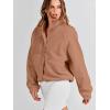 imageANRABESS Womens Fuzzy Fleece Jacket Fall Casual Long Sleeve Cropped Sherpa Button Down Shacket Coats Outwear With PocketsBrown