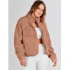 imageANRABESS Womens Fuzzy Fleece Jacket Fall Casual Long Sleeve Cropped Sherpa Button Down Shacket Coats Outwear With PocketsBrown