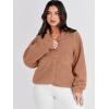 imageANRABESS Womens Fuzzy Fleece Jacket Fall Casual Long Sleeve Cropped Sherpa Button Down Shacket Coats Outwear With PocketsBrown
