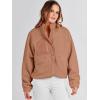 imageANRABESS Womens Fuzzy Fleece Jacket Fall Casual Long Sleeve Cropped Sherpa Button Down Shacket Coats Outwear With PocketsBrown