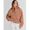 imageANRABESS Womens Fuzzy Fleece Jacket Fall Casual Long Sleeve Cropped Sherpa Button Down Shacket Coats Outwear With PocketsBrown