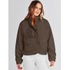 imageANRABESS Womens Fuzzy Fleece Jacket Fall Casual Long Sleeve Cropped Sherpa Button Down Shacket Coats Outwear With PocketsCoffee