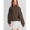 imageANRABESS Womens Fuzzy Fleece Jacket Fall Casual Long Sleeve Cropped Sherpa Button Down Shacket Coats Outwear With PocketsCoffee
