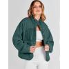 imageANRABESS Womens Fuzzy Fleece Jacket Fall Casual Long Sleeve Cropped Sherpa Button Down Shacket Coats Outwear With PocketsDark Green