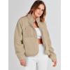 imageANRABESS Womens Fuzzy Fleece Jacket Fall Casual Long Sleeve Cropped Sherpa Button Down Shacket Coats Outwear With PocketsKhaki