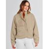 imageANRABESS Womens Fuzzy Fleece Jacket Fall Casual Long Sleeve Cropped Sherpa Button Down Shacket Coats Outwear With PocketsKhaki