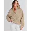 imageANRABESS Womens Fuzzy Fleece Jacket Fall Casual Long Sleeve Cropped Sherpa Button Down Shacket Coats Outwear With PocketsKhaki