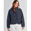 imageANRABESS Womens Fuzzy Fleece Jacket Fall Casual Long Sleeve Cropped Sherpa Button Down Shacket Coats Outwear With PocketsNavy Blue