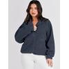imageANRABESS Womens Fuzzy Fleece Jacket Fall Casual Long Sleeve Cropped Sherpa Button Down Shacket Coats Outwear With PocketsNavy Blue