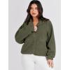 imageANRABESS Womens Fuzzy Fleece Jacket Fall Casual Long Sleeve Cropped Sherpa Button Down Shacket Coats Outwear With PocketsOlive
