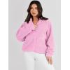 imageANRABESS Womens Fuzzy Fleece Jacket Fall Casual Long Sleeve Cropped Sherpa Button Down Shacket Coats Outwear With PocketsPink