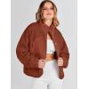 imageANRABESS Womens Fuzzy Fleece Jacket Fall Casual Long Sleeve Cropped Sherpa Button Down Shacket Coats Outwear With PocketsRust