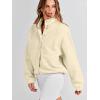 imageANRABESS Womens Fuzzy Fleece Jacket Fall Casual Long Sleeve Cropped Sherpa Button Down Shacket Coats Outwear With PocketsYellow