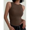 imageANRABESS Womens Sleeveless High Neck Tank Tops Fashion Summer Casual Basic Slim Fit Ribbed Racerback Top Shirt ClothesBrown