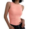 imageANRABESS Womens Sleeveless High Neck Tank Tops Fashion Summer Casual Basic Slim Fit Ribbed Racerback Top Shirt ClothesCoral