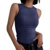 imageANRABESS Womens Sleeveless High Neck Tank Tops Fashion Summer Casual Basic Slim Fit Ribbed Racerback Top Shirt ClothesDeep Blue