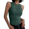 imageANRABESS Womens Sleeveless High Neck Tank Tops Fashion Summer Casual Basic Slim Fit Ribbed Racerback Top Shirt ClothesDeep Green