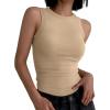 imageANRABESS Womens Sleeveless High Neck Tank Tops Fashion Summer Casual Basic Slim Fit Ribbed Racerback Top Shirt ClothesDeep Khaki