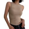 imageANRABESS Womens Sleeveless High Neck Tank Tops Fashion Summer Casual Basic Slim Fit Ribbed Racerback Top Shirt ClothesLight Coffee