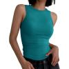 imageANRABESS Womens Sleeveless High Neck Tank Tops Fashion Summer Casual Basic Slim Fit Ribbed Racerback Top Shirt ClothesTeal