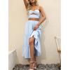 imageANRABESS Womens Summer Boho Flowy Swing Tiered ALine Maxi Skirt 2025 Fashion Trendy Elastic Waist Pleated Long Beach DressBlue