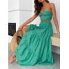 imageANRABESS Womens Summer Boho Flowy Swing Tiered ALine Maxi Skirt 2025 Fashion Trendy Elastic Waist Pleated Long Beach DressForest